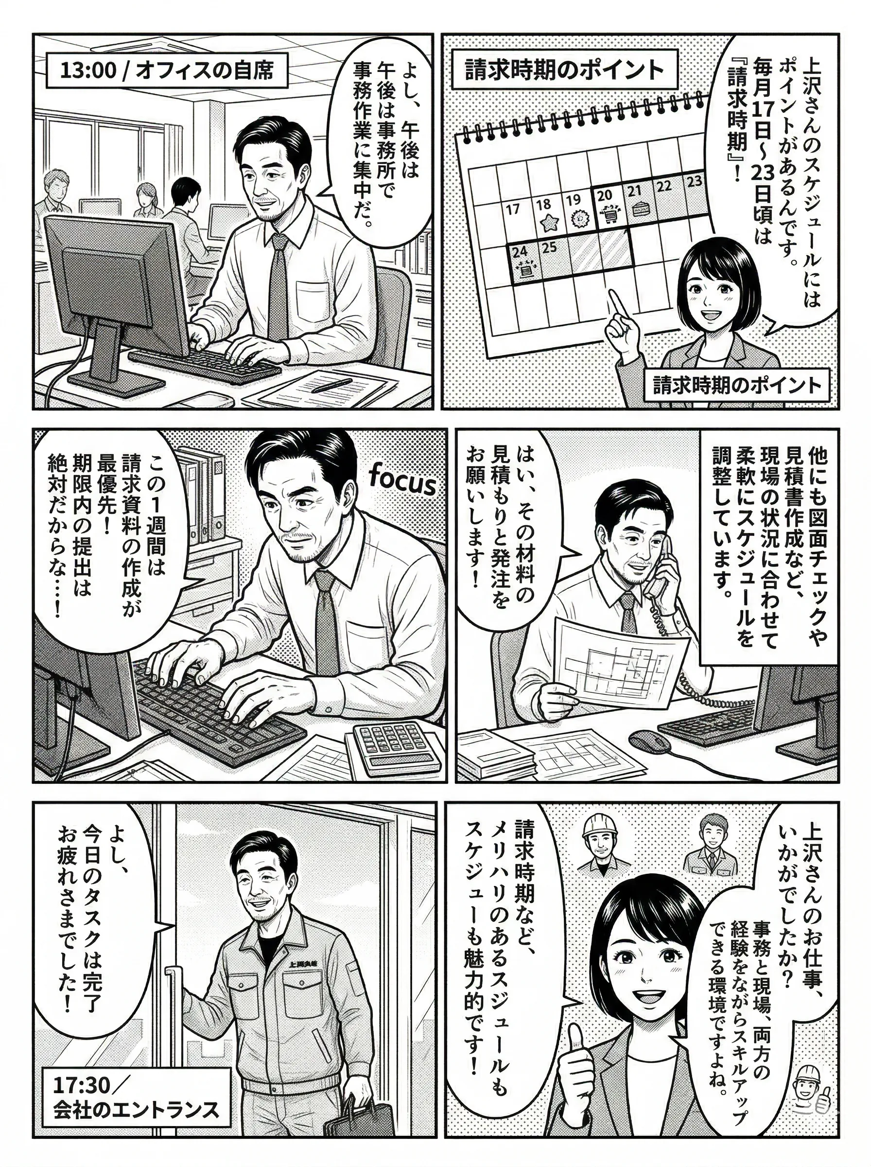 上沢直二さんの1日 マンガ — 午後の事務作業と請求時期のポイント